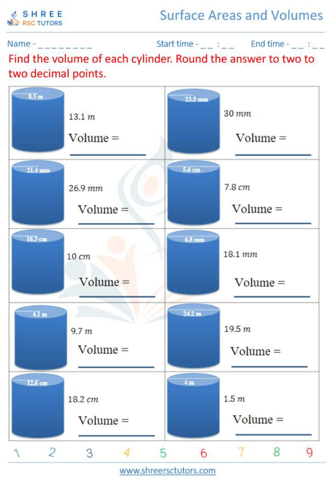 Surface Areas And Volumes Worksheets For Grade 10 Maths Shree Rsc Tutors Surface areas and volumes worksheets for grade 10 maths shree rsc tutors